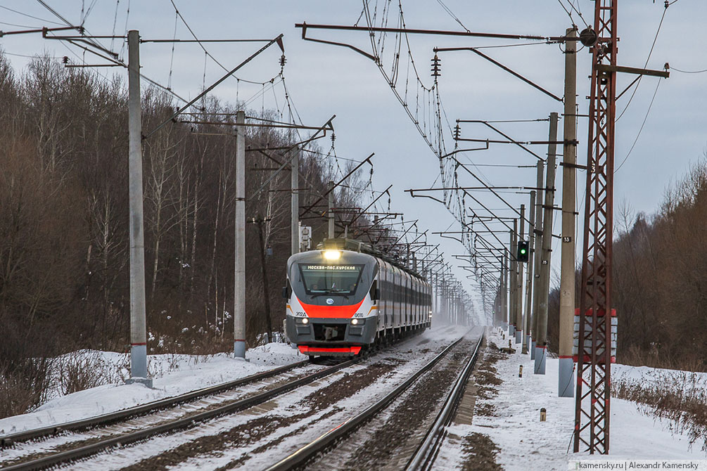 февраль, зима, железная дорога, Подмосковье, электропоезд