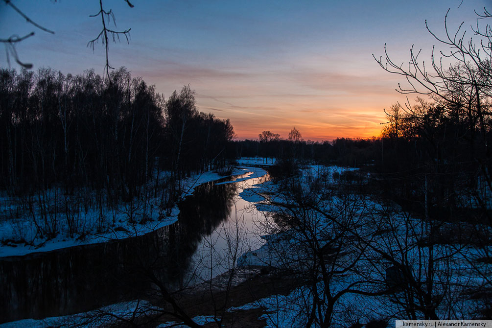 Московская область, река, Клязьма, закат, весна, март