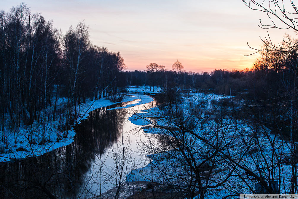 Московская область, река, Клязьма, закат, весна, март