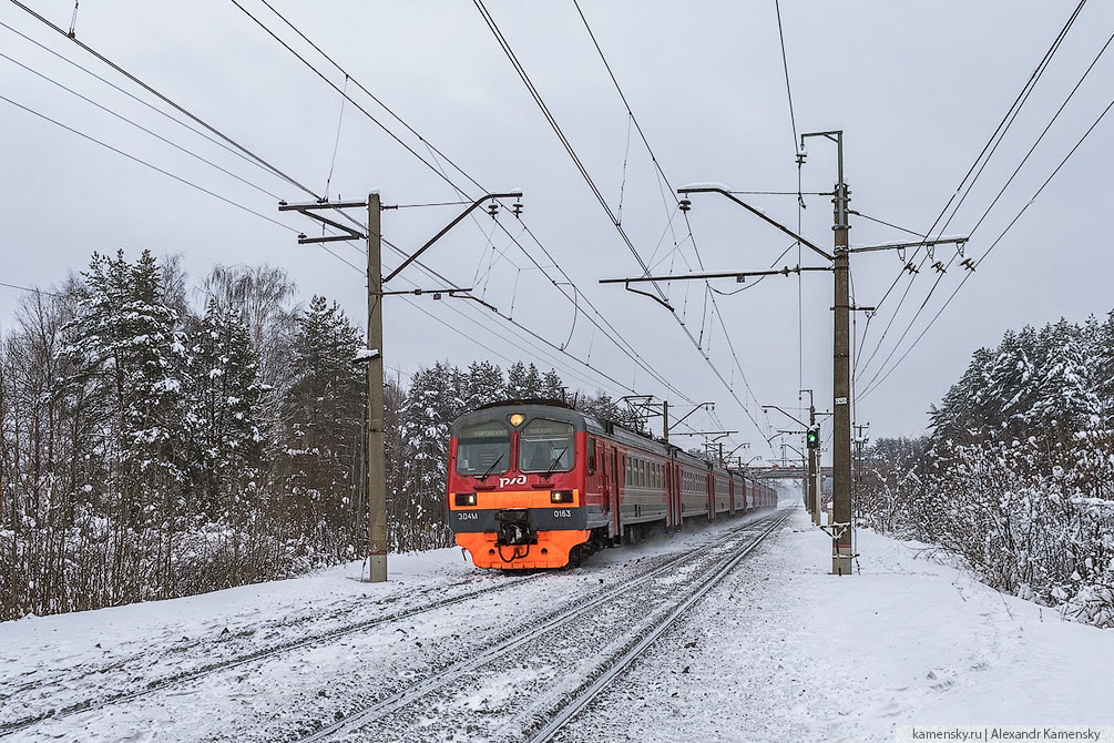 Московская область, Павелецкое направление, зима, электропоезда