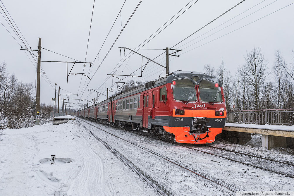 Московская область, Павелецкое направление, зима, электропоезда